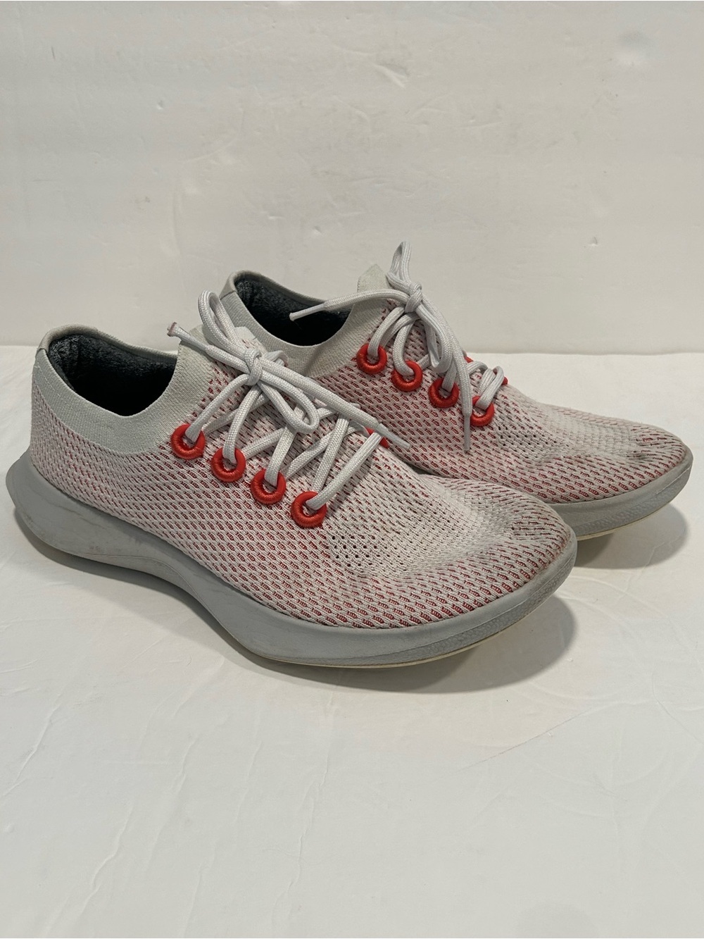 Allbirds Tree Dasher 1 White Orange Running Shoes, Knit Lightweight Lace Up 12.5